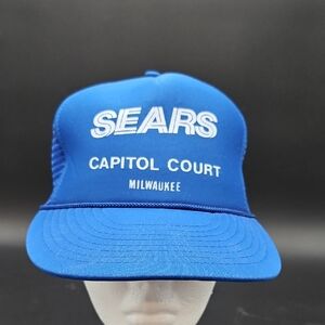 SEARS Capitol Court Milwaukee Hat Blue White Vintage Trucker Cap Like New